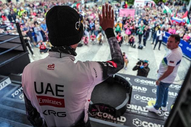 Del Toro Romero Isaac of Uae Team Emirates Xrg, pink jersey, the stage 14 of the Giro d™Italia from Treviso to Nova Gorica Gorizia, Slovenia - Saturday, May 24, 2025. - cycling.  Copyright: xGianxMattiaxD Alberto LaPressex