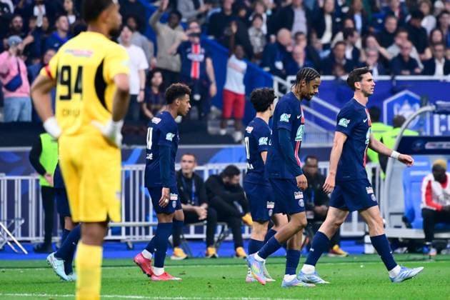 FOOTBALL : PSG vs Reims - Finale Coupe de France - 24 05 2025 Bradley Barcola ( 29 - PSG ) celebrates after scoring during the French Cup Final match between Paris Saint Germain and Stade de Reims at Stade de France on May 24 , 2025 in Saint Denis, France. ( Photo by Dante Badano PsnewZ ) - Saint DenisFrance  Copyright: xx