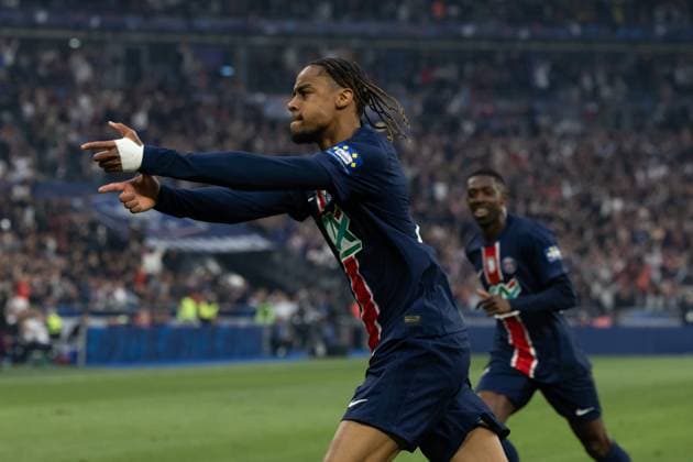 Final of the Coupe de France Alexis Sciard IP3; Paris, France, May 24, 2025 - PSG player Barcola scores.  Copyright: xIP3xPRESS MAXPPPxAlexisxSciardx IP3ASCI2505241 IP3ASCI2505241