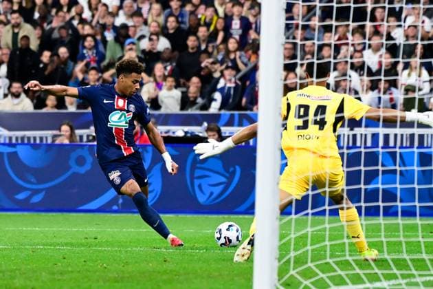 FOOTBALL : PSG vs Reims - Finale Coupe de France - 24 05 2025 Desire Doue ( 14 - PSG ) and Yehvann Diouf ( 94 - Reims ) during the French Cup Final match between Paris Saint Germain and Stade de Reims at Stade de France on May 24 , 2025 in Saint Denis, France. ( Photo by Dante Badano PsnewZ ) - Saint DenisFrance  Copyright: xx