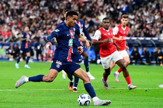 FOOTBALL : PSG vs Reims - Finale Coupe de France - 24 05 2025 Senny Mayulu ( 24 - PSG ) during the French Cup Final match between Paris Saint Germain and Stade de Reims at Stade de France on May 24 , 2025 in Saint Denis, France. ( Photo by Dante Badano PsnewZ ) - Saint DenisFrance  Copyright: xx