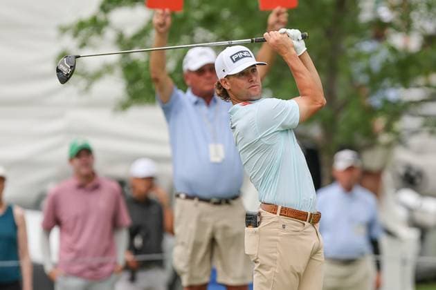 May 24, 2025: Taylor Moore hits his tee shot on the 7th hole during the third round of the Charles Schwab Challenge golf tournament at Colonial Country Club in Fort Worth, TX. Cal Media Fort Worth United States of America - ZUMAc04_ 20250524_zma_c04_085 Copyright: xGrayxSiegelx