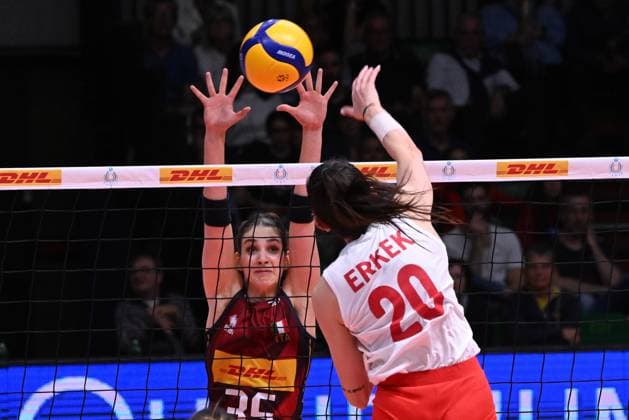 Erkek Yaprak ( Turkey ) during the match Italy vs Turkey at Pala Panini Modena 24may2025 , AIA AeQuilibrium Cup Women Elite.  Copyright: xDuilioxDellaxLibera IPAxSportx xipa-agency.netx xx IPA_58200607 IPA_Agency_IPA58200607