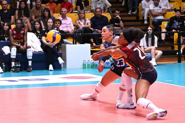 Loveth Omoruyi and Ilenia Moro ( Italy ) during the match Italy vs Turkey at Pala Panini Modena 24may2025 , AIA AeQuilibrium Cup Women Elite.  Copyright: xDuilioxDellaxLibera IPAxSportx xipa-agency.netx xx IPA_58200550 IPA_Agency_IPA58200550