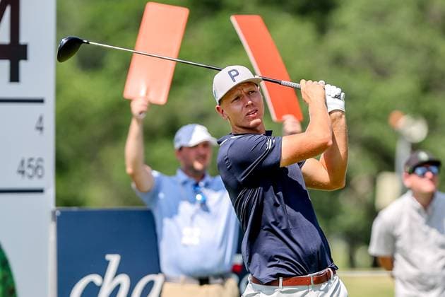May 24, 2025: Matti Schmid hits his tee shot on the 14th hole during the third round of the Charles Schwab Challenge golf tournament at Colonial Country Club in Fort Worth, TX. Cal Media Fort Worth United States of America - ZUMAc04_ 20250524_zma_c04_334 Copyright: xGrayxSiegelx