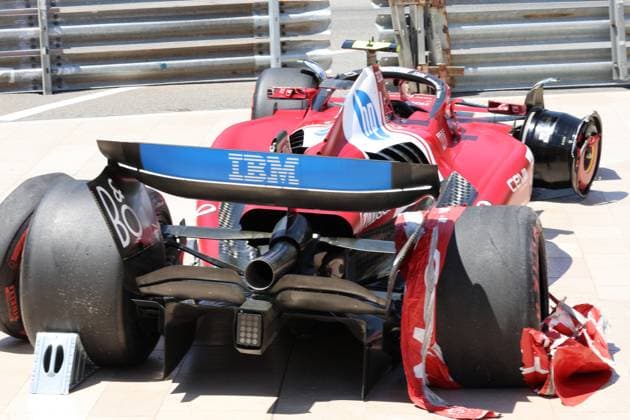 24.05.2025, Circuit de Monaco, Monte Carlo, Formel 1 Grand Prix Monaco 2025 ,im Bild Unfall von Lewis Hamilton (GBR), Scuderia Ferrari HP (Photo by Hasan Bratic DeFodi Images)