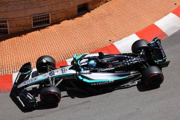 23.05.2025, xrarjax, Motorsport FIA Formel 1, Großer Preis von Monaco 2025 v.l. George Russell (Mercedes AMG Petronas) Startnummer 63 (FIA REGULATIONS PROHIBIT ANY USE OF PHOTOGRAPHS as IMAGE SEQUENCES and or QUASI-VIDEO) Monte Carlo