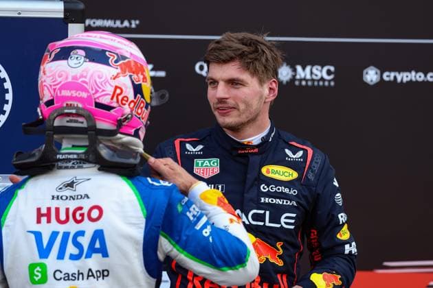 F1 - MONACO GRAND PRIX 2025 VERSTAPPEN Max (ned), Red Bull Racing RB21, HADJAR Isack (fra), Visa Cash App RB F1 Team VCARB02, portrait during the Formula 1 Tag Heuer Grand Prix de Monaco, 8th round of the 2025 FIA Formula One World Championship, WM, Weltmeisterschaft from May 23 to 25, 2025 on the Circuit de Monaco, in Monte-Carlo, Monaco - Monte-CarloMonaco Copyright: xFLORENTxGOODENx