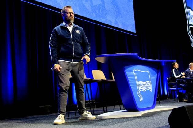 DEU, DFL, 2. FBL, Hertha BSC, Mitgliederversammlung, 25.05.2025, Messe Berlin, Berlin, DEU, DFL, 2. FBL, Hertha BSC, Mitgliederversammlung, im Bild Praesident Fabian Drescher (Hertha BSC Berlin) DFL - regulations prohibit any use of Photographs as image sequences and or quasi-video