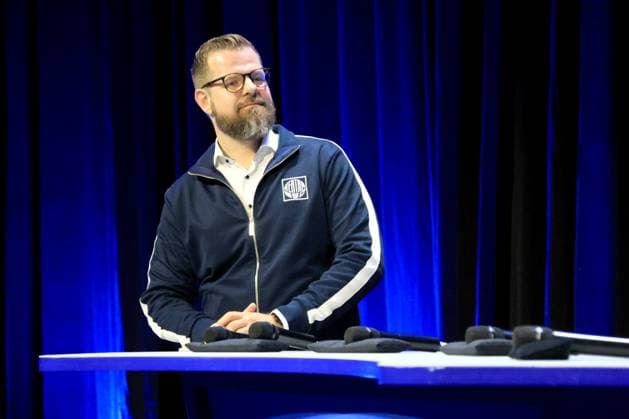 DEU, DFL, 2. FBL, Hertha BSC, Mitgliederversammlung, 25.05.2025, Messe Berlin, Berlin, DEU, DFL, 2. FBL, Hertha BSC, Mitgliederversammlung, im Bild Praesident Fabian Drescher (Hertha BSC Berlin) DFL - regulations prohibit any use of Photographs as image sequences and or quasi-video