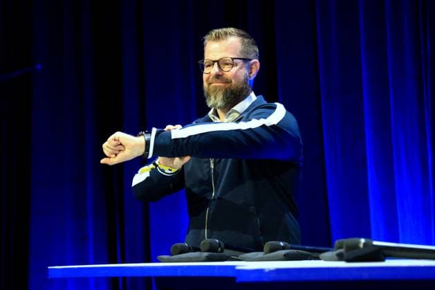 DEU, DFL, 2. FBL, Hertha BSC, Mitgliederversammlung, 25.05.2025, Messe Berlin, Berlin, DEU, DFL, 2. FBL, Hertha BSC, Mitgliederversammlung, im Bild Praesident Fabian Drescher (Hertha BSC Berlin) DFL - regulations prohibit any use of Photographs as image sequences and or quasi-video