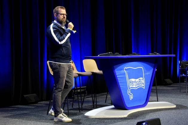 DEU, DFL, 2. FBL, Hertha BSC, Mitgliederversammlung, 25.05.2025, Messe Berlin, Berlin, DEU, DFL, 2. FBL, Hertha BSC, Mitgliederversammlung, im Bild Praesident Fabian Drescher (Hertha BSC Berlin) DFL - regulations prohibit any use of Photographs as image sequences and or quasi-video