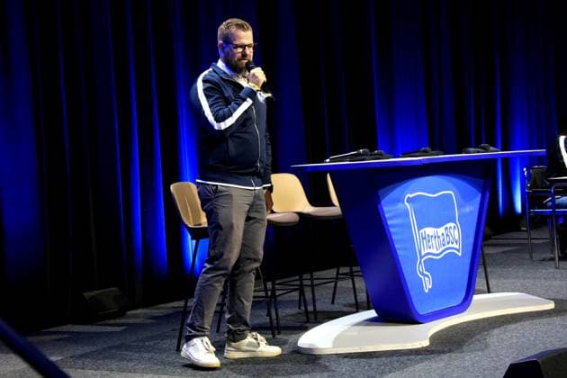 DEU, DFL, 2. FBL, Hertha BSC, Mitgliederversammlung, 25.05.2025, Messe Berlin, Berlin, DEU, DFL, 2. FBL, Hertha BSC, Mitgliederversammlung, im Bild Praesident Fabian Drescher (Hertha BSC Berlin) DFL - regulations prohibit any use of Photographs as image sequences and or quasi-video