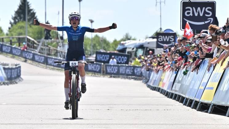 Mona Mitterwallner of Austria wins women elite race during Mountain bike cross country World Cup event, Nove Mesto na Morave, Czech Republic, May 25, 2025. (CTKxPhoto LubosxPavlicek) CTKPhotoP2025052502129  CTKPhotoP2025052502129