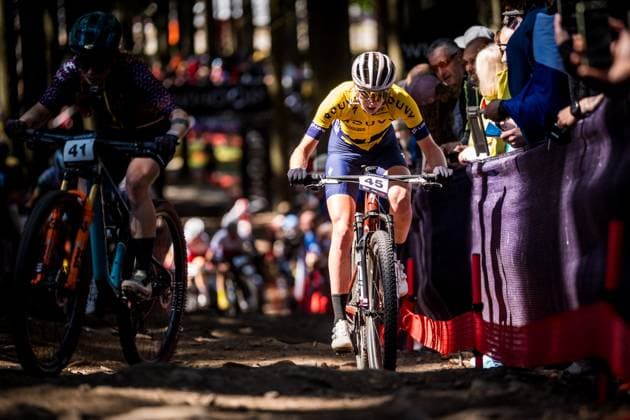 Czech Adela Holubova competes during women elite race during Mountain bike cross country World Cup event, Nove Mesto na Morave, Czech Republic, May 25, 2025. (CTKxPhoto JaroslavxSvoboda) CTKPhotoP2025052502168  CTKPhotoP2025052502168