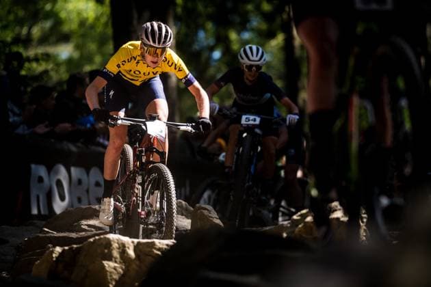 Czech Adela Holubova competes during women elite race during Mountain bike cross country World Cup event, Nove Mesto na Morave, Czech Republic, May 25, 2025. (CTKxPhoto JaroslavxSvoboda) CTKPhotoP2025052502170  CTKPhotoP2025052502170