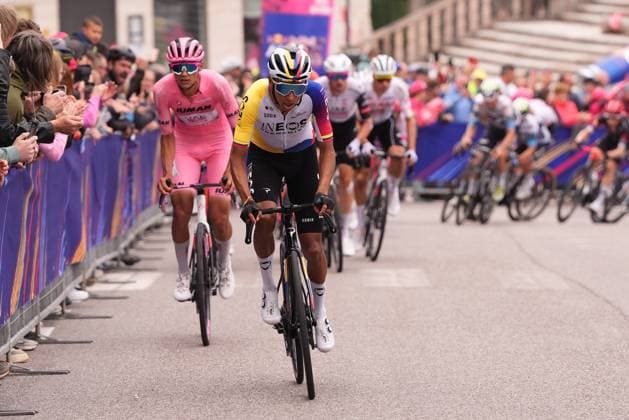 Bernal Gomez Egan Arley of Ineos Grenadiers and Del Toro Romero Isaac of Uae Team Emirates Xrg, pink jersey, during the stage 15 of the Giro d™Italia from Fiume Veneto to Asiago, Italy - Sunday, May 25, 2025. - cycling.  Copyright: xFabioxFerrari LaPressex