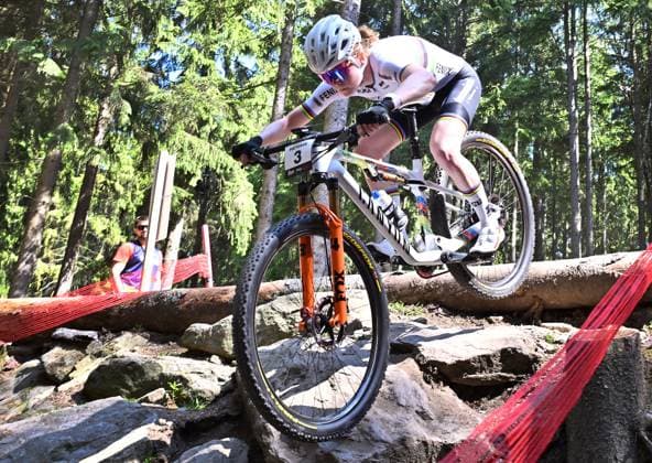 Puck Pieterse of Netherlands competes during women elite race during Mountain bike cross country World Cup event, Nove Mesto na Morave, Czech Republic, May 25, 2025. (CTKxPhoto LubosxPavlicek) CTKPhotoP2025052503532  CTKPhotoP2025052503532