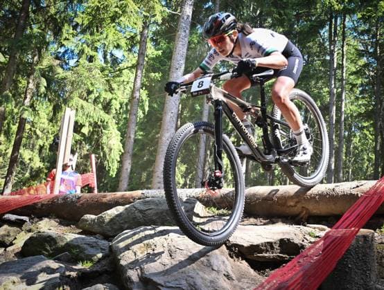 Candice Lill of Sauth Africa competes during women elite race during Mountain bike cross country World Cup event, Nove Mesto na Morave, Czech Republic, May 25, 2025. (CTKxPhoto LubosxPavlicek) CTKPhotoP2025052503533  CTKPhotoP2025052503533