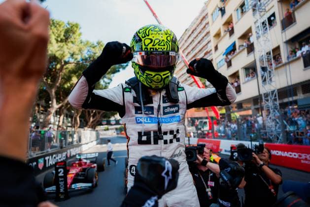 Formula 1 TAG Heuer Grand Prix de Monaco 2025 Alexis Perrin OVERTAKE MAXPPP - 25 05 2025 04 NORRIS Lando (gbr), McLaren F1 Team, portrait celebration of victory during the Formula 1 TAG Heuer Grand Prix de Monaco 2025, the 8th round of the 2025 FIA Formula 1 World Championship, WM, Weltmeisterschaft on the Circuit de Monaco from May 22 to 25, 2025, in Monte Carlo, Monaco  Copyright: xOVERTAKE MAXPPPxAlexisxPerrinx OVT202505256069 OVT202505256069