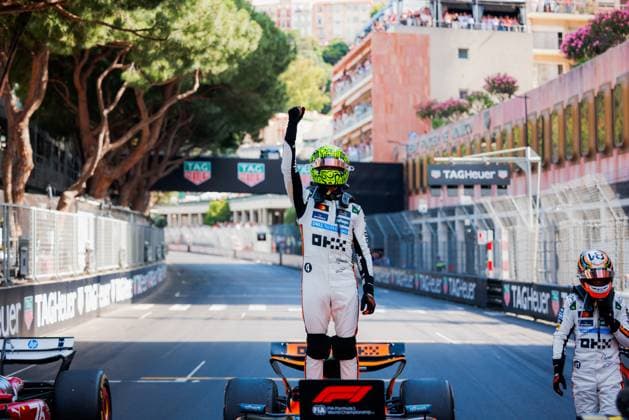 Formula 1 TAG Heuer Grand Prix de Monaco 2025 Alexis Perrin OVERTAKE MAXPPP - 25 05 2025 04 NORRIS Lando (gbr), McLaren F1 Team, portrait celebration of victory during the Formula 1 TAG Heuer Grand Prix de Monaco 2025, the 8th round of the 2025 FIA Formula 1 World Championship, WM, Weltmeisterschaft on the Circuit de Monaco from May 22 to 25, 2025, in Monte Carlo, Monaco  Copyright: xOVERTAKE MAXPPPxAlexisxPerrinx OVT202505256072 OVT202505256072