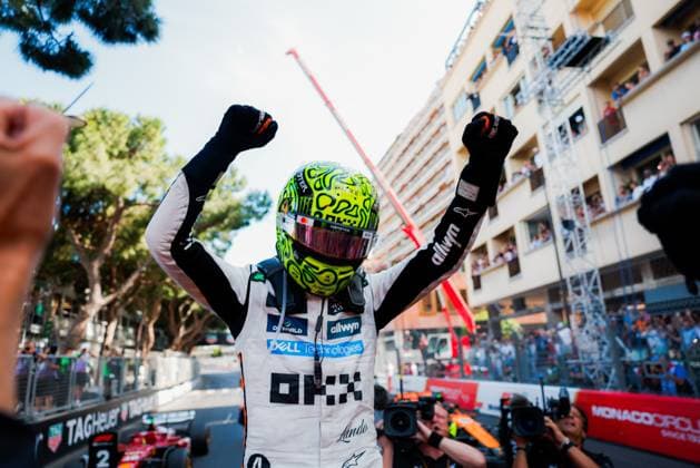 Formula 1 TAG Heuer Grand Prix de Monaco 2025 Alexis Perrin OVERTAKE MAXPPP - 25 05 2025 04 NORRIS Lando (gbr), McLaren F1 Team, portrait celebration of victory during the Formula 1 TAG Heuer Grand Prix de Monaco 2025, the 8th round of the 2025 FIA Formula 1 World Championship, WM, Weltmeisterschaft on the Circuit de Monaco from May 22 to 25, 2025, in Monte Carlo, Monaco  Copyright: xOVERTAKE MAXPPPxAlexisxPerrinx OVT202505256074 OVT202505256074