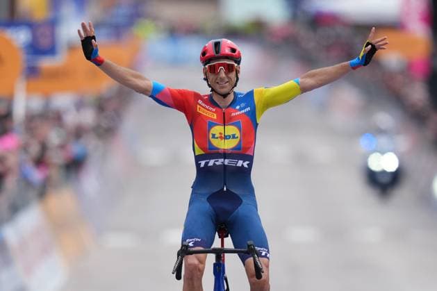 Verona Quintanilla Carlos of Lidl-Trek, stage winner, during the stage 15 of the Giro d™Italia from Fiume Veneto to Asiago, Italy - Sunday, May 25, 2025. - cycling.  Copyright: xGianxMattiaxD Alberto LaPressex
