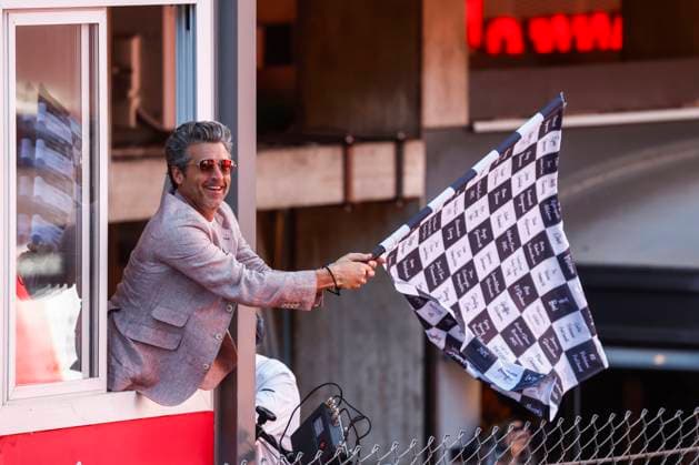 Patrick Dempsey waves the chequered flag, F1 Grand Prix of Monaco at Circuit de Monaco on May 25, 2025 in Monte-Carlo, Monaco. (Photo by HOCH ZWEI) Monte-Carlo Monaco