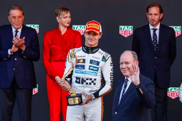 4 Lando Norris (GBR, McLaren F1 Team), Prince Albert II of Monaco, F1 Grand Prix of Monaco at Circuit de Monaco on May 25, 2025 in Monte-Carlo, Monaco. (Photo by HOCH ZWEI) Monte-Carlo Monaco