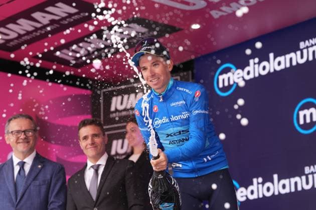 Fortunato Lorenzo of Xds Astana Team, blue jersey, during the stage 15 of the Giro d™Italia from Fiume Veneto to Asiago, Italy - Sunday, May 25, 2025. - cycling.  Copyright: xMassimoxPaolone LaPressex
