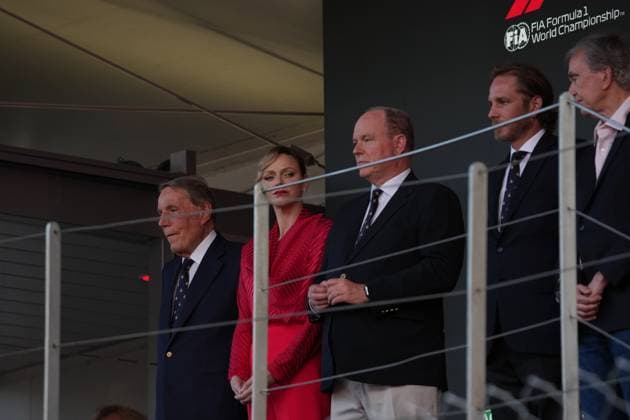 25.05.2025, Circuit de Monaco, Monte Carlo, Formel 1 Grand Prix Monaco 2025 ,im Bild Charlene Lynette Grimaldi, Fürstin von Monaco mit Ehemann Albert II., Fürst von Monaco. (Photo by Hasan Bratic DeFodi Images)