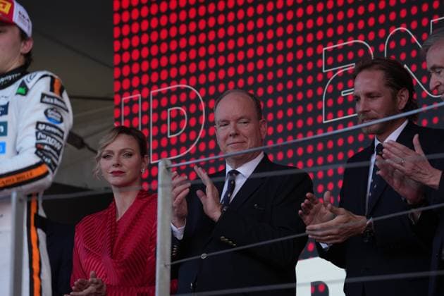 25.05.2025, Circuit de Monaco, Monte Carlo, Formel 1 Grand Prix Monaco 2025 ,im Bild Charlene Lynette Grimaldi, Fürstin von Monaco mit Ehemann Albert II., Fürst von Monaco. (Photo by Hasan Bratic DeFodi Images)