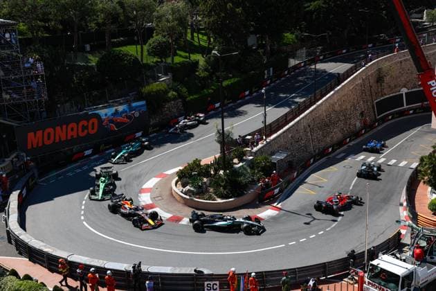 44 Lewis Hamilton (GBR, Scuderia Ferrari HP), 12 Andrea Kimi Antonelli (ITA, Mercedes-AMG Petronas F1 Team), 22 Yuki Tsunoda (JPN, Oracle Red Bull Racing), 27 Nico Hulkenberg (DEU, Stake F1 Team Kick Sauber), 18 Lance Stroll (CAN, Aston Martin Aramco F1 Team), 87 Oliver Bearman (GBR, MoneyGram Haas F1 Team), F1 Grand Prix of Monaco at Circuit de Monaco on May 25, 2025 in Monte-Carlo, Monaco. (Photo by HOCH ZWEI) Monte-Carlo Monaco