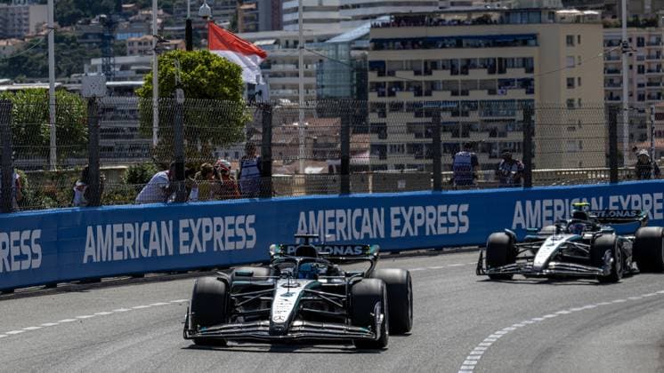 NÂ°63 George Russel GBR Mercedes AMG PETRONAS Formula One Team during TAG Heuer Grand Prix de Monaco 2025 - Race, Formula 1 Championship in Monaco, Principality of Monaco, May 25 2025  Copyright: xOttoxMoretti IPAxSportx xipa-agency.netx xx IPA_58240216 IPA_Agency_IPA58240216