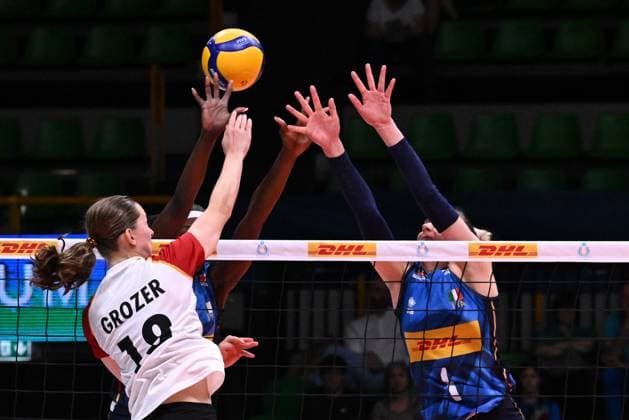 Leana Grozer ( Germany ) during the match Italy vs Germany at Pala Panini Modena 25may2025 , AIA AeQuilibrium Cup Women Elite.  Copyright: xDuilioxDellaxLibera IPAxSportx xipa-agency.netx xx IPA_58240333 IPA_Agency_IPA58240333