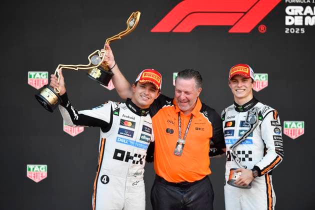 25th May 2025; Circuit de Monaco, Monte Carlo, Monaco; Formula 1 Tag Heuer Grand Prix of Monaco 2025; Race Day; winner Lando Norris of Great Britain driving for McLaren F1 Team with 3rd places team mate Oscar Piastri of Australia driving for McLaren F1 Team with Zak Brown team CEO  ActionPlus12794109 BestxImages