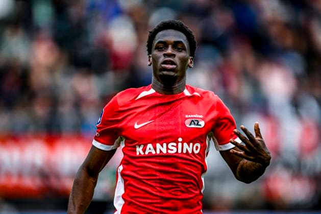 AZ Alkmaar forwarder Ernest Poku, during the match AZ - Twente (play-off final) at the AFAS stadium for the Dutch Eredivisie (play-off final) season 2024-2025 in ALKMAAR, Netherlands on 25 may 2025, (photo by Stefan Koops EYE4images DeFodi Images)