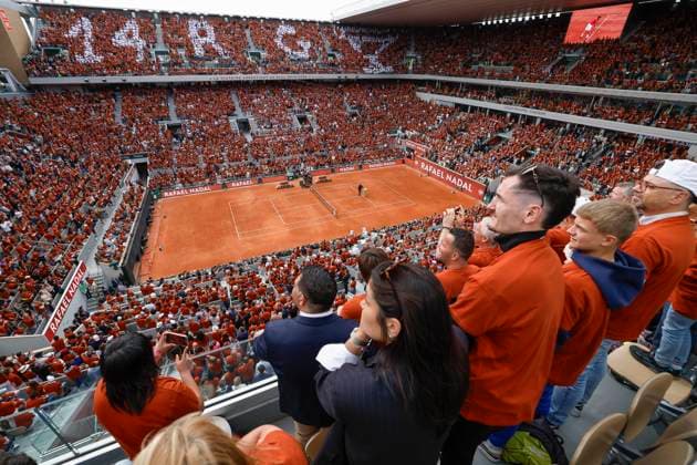 May 25, 2025, Paris, Paris, France: General view of the Philippe Chatrier central court during the tribute ceremony to Rafael Nadal in the tennis Grand Slam of Roland Garros 2025, at Roland Garros Stadium - on May 25 2025.Paris - France Paris France - ZUMAb253 20250525_zsp_b253_235 Copyright: xLoicxBaratouxx
