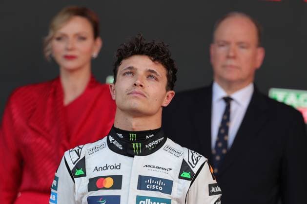 25th May 2025; Circuit de Monaco, Monte Carlo, Monaco; Formula 1 Tag Heuer Grand Prix of Monaco 2025; Race Day; Charlene, Princess of Monaco, and Albert II, Prince of Monaco in the back of the podium with First-placed McLaren s British driver Lando Norris on the podium  ActionPlus12794356 PierrexTeyssot