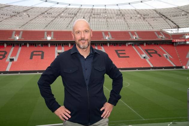 Sport Themen der Woche KW22 Sport Bilder des Tages Erik TEN HAG, Cheftrainer, Portraet, Porträt, Portrait, Angeschnittenes Einzelbild, Einzelmotiv, Vorstellung von Erik TEN HAG als neuer Trainer von Bayer Leverkusen. 26.05.2025 in der Bayarena Leverkusen, Â *** Erik TEN HAG, head coach, portrait, portrait, cropped single image, single motif, presentation of Erik TEN HAG as new coach of Bayer Leverkusen 26 05 2025 in the Bayarena Leverkusen, Â