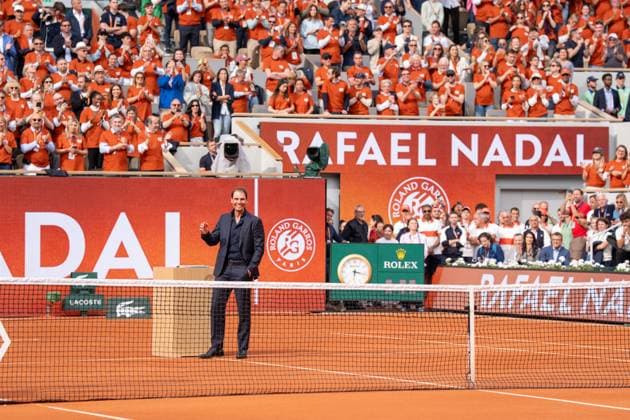 2025 French Open Roland Garros PARIJS, FRANCE - MAY 25: ceremony Rafael Nadal, Rafael Nadal during the French Open at Roland Garros on May 25, 2025 in Parijs, France. Parijs Roland Garros France Content not available for redistribution in The Netherlands directly or indirectly through any third parties. Copyright: xMarleenxFouchierx