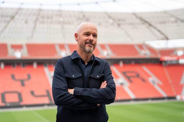 Erik ten Hag (Chef-Trainer, Bayer Leverkusen) in der BayArena in Leverkusen Trainervorstellung bei Bayer 04 Leverkusen, Fussball, 1. Bundesliga, Saison 2025 2026, 26.05.2025 DFL REGULATIONS PROHIBIT ANY USE OF PHOTOGRAPHS AS IMAGE SEQUENCES AND OR QUASI-VIDEO Trainervorstellung bei Bayer 04 Leverkusen, Fussball, 1. Bundesliga, Saison 2025 2026, 26.05.2025 Leverkusen Copyright: xEibner-Pressefoto JustinxDerondex EP_JDU