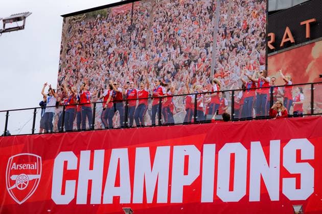 Players of Arsenal during the UEFA Womens Champions League Arsenal Trophy Lift at Emirates Stadium in London, England. (Pauline FIGUET SPP) Copyright: xPaulinexFIGUETx xSPPx spp-en-PaFiSp-PF_ARS3255