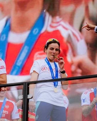 Sport Bilder des Tages Head coach of Arsenal Renee Slegers during the UEFA Womens Champions League Arsenal Trophy Lift at Emirates Stadium in London, England. (Pauline FIGUET SPP) Copyright: xPaulinexFIGUETx xSPPx spp-en-PaFiSp-PF_ARS3264