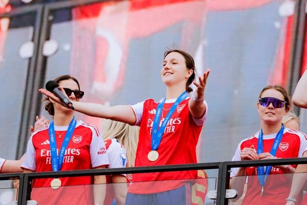 Lotte Wubben-Moy (3 Arsenal) during the UEFA Womens Champions League Arsenal Trophy Lift at Emirates Stadium in London, England. (Pauline FIGUET SPP) Copyright: xPaulinexFIGUETx xSPPx spp-en-PaFiSp-PF_ARS3287