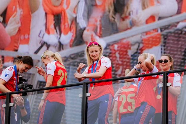Leah Williamson (6 Arsenal) during the UEFA Womens Champions League Arsenal Trophy Lift at Emirates Stadium in London, England. (Pauline FIGUET SPP) Copyright: xPaulinexFIGUETx xSPPx spp-en-PaFiSp-PF_ARS3299