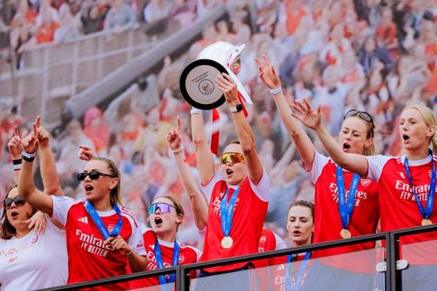 Caitlin Foord (19 Arsenal) during the UEFA Womens Champions League Arsenal Trophy Lift at Emirates Stadium in London, England. (Pauline FIGUET SPP) Copyright: xPaulinexFIGUETx xSPPx spp-en-PaFiSp-PF_ARS3330