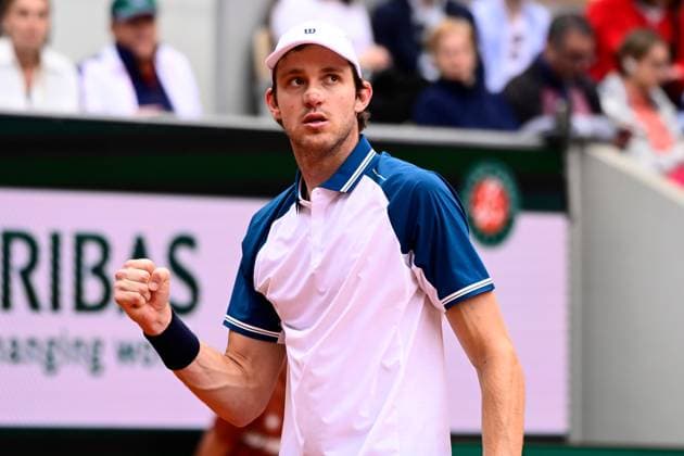 TENNIS : Roland Garros 2025 - Internationaux de France - 26 05 2025 Nicolas Jarry ( Chile ) celebrates during the 2025 French Open at Roland Garros on May 26, 2025 in Paris, France. ( Photo Dante Badano PSNewz ) - ParisFrance  Copyright: xx