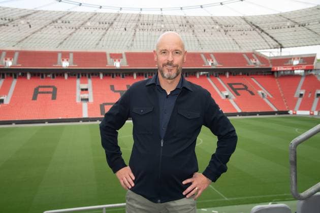 Erik TEN HAG, Cheftrainer, Portraet, Porträt, Portrait, Angeschnittenes Einzelbild, Einzelmotiv, Vorstellung von Erik TEN HAG als neuer Trainer von Bayer Leverkusen. 26.05.2025 in der Bayarena Leverkusen, Â