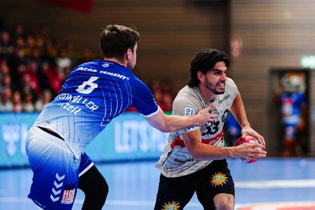 Rasmus Willette Houmoeller (VfL Luebeck-Schwartau, 06), Eloy Morante Maldonado (Bergischer HC, 33) GER, VfL Luebeck-Schwartau vs. Bergischer HC, Handball, 2. Bundesliga, Spieltag 32, Saison 2024 2025, 26.05.2025 GER, VfL Luebeck-Schwartau vs. Bergischer HC, Handball, 2. Bundesliga, Spieltag 32, Saison 2024 2025, 26.05.2025 Luebeck